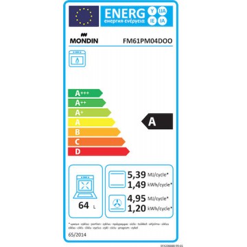Mondin FM61PM04DOO Φούρνος Φυσικού Αερίου άνω Πάγκου 64lt Π59.5εκ. Μαύρος